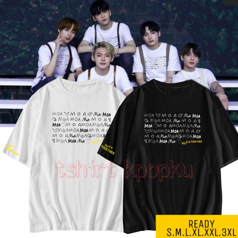 ย้อนยุคเสื้อยืด ลาย kpop txt 2022 fan live MOA x พร้อมกัน สไตล์เกาหลี (MOA Writing 6 Rows)S-5XL