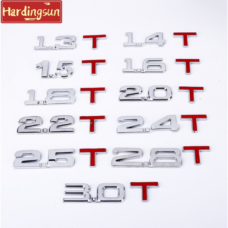 Hardingsun 3D สติกเกอร์รถโลหะ 1.8T ป้ายรถ 1.5T สติกเกอร์แยก 2.0T ป้าย V6 สติกเกอร์ตัวอักษร 4WD