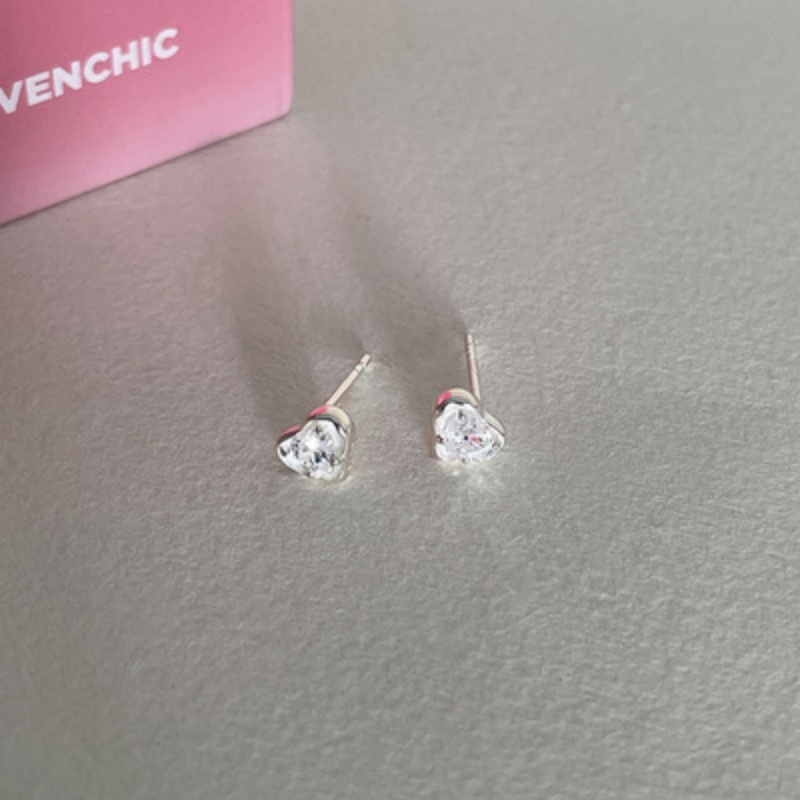 ต่างหูสตั๊ด รูปหัวใจ โรแมนติก สีเงิน เครื่องประดับ สําหรับผู้หญิง - รูปที่ 7