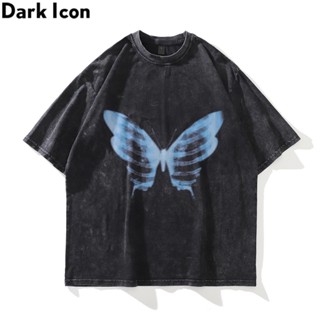 ✠▬Dark Icon Butterfly No Hand Feeling Streetwear Mens T-shirt Short Sleeve 2022 Summer Cotton Tee Shirts_04