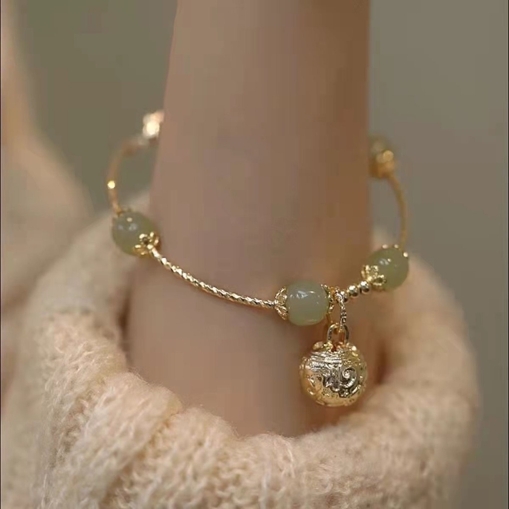 สร้อยข้อมือ จี้หยก ประดับไข่มุก และกระดิ่ง เครื่องประดับ เหมาะกับของขวัญวันรอมฎอน แฟชั่นเกาหลี