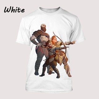 ⊕﹊✸Summer New 3D T-Shirt God Of War Pattern Fashion Teen Short Sleeve Crewneck Shirt Loose Top L Siz_02