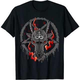 เสื้อยืด พิมพ์ลาย Baphomet Demon Goat Lucifer Sigil Satanic Pentagram Devil สําหรับผู้ชาย_03