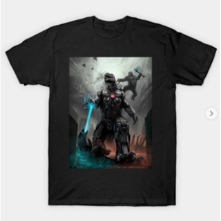 Cartoon Hipster Short Sleeve Simple Style Mecha Godzilla Vs King Kong Fullfight Shirt for men_01