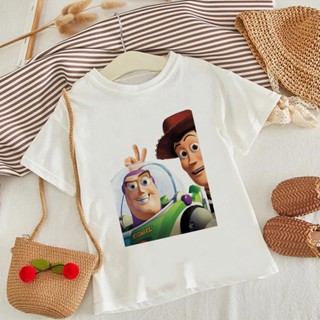 ใหม่ เสื้อยืดแขนสั้น พิมพ์ลาย Buzz Lightyear Toy Story สีขาว แฟชั่นฤดูร้อน สําหรับเด็กผู้ชาย และเด็กผู้หญิง_05