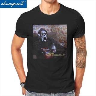 Horror Thriller Scream Movie T-Shirts Men Casual 100% Cotton Tees Round Collar Short Sleeve T Shirts Clothing