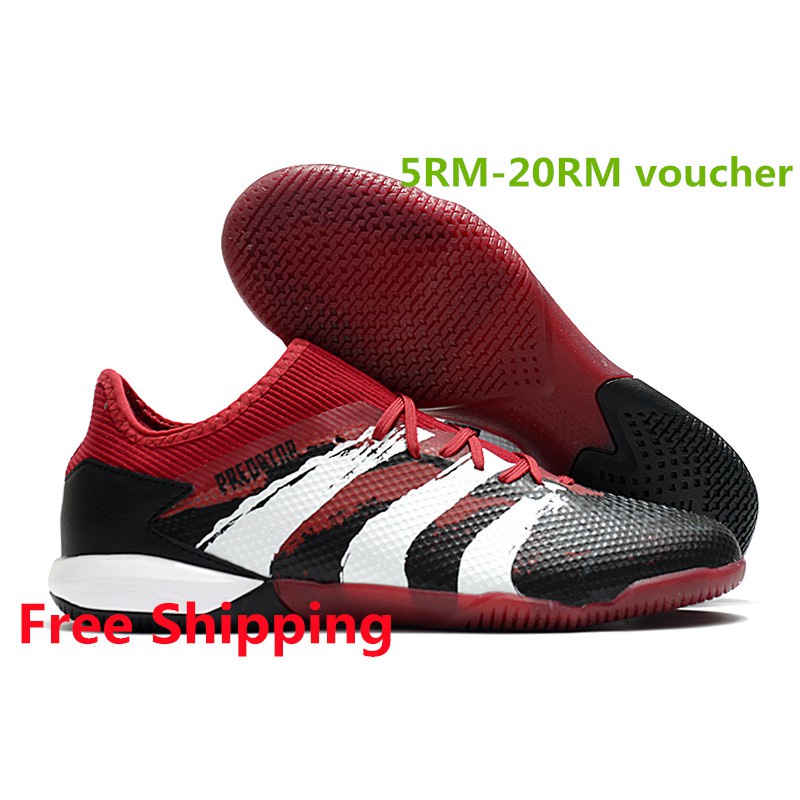 🔹ขายด่ว☀️สีใหมFutsal Kasut Bola Sepak Adidas PREDATOR 20.3 IC รองเท้าฟุตบอลในร่มสีดำรองเท้าผู้ชายถักน้ำหนักเบาพิเศษและร