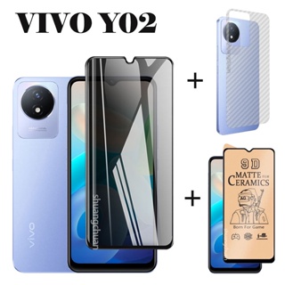 3in1 ฟิล์มกระจกนิรภัยเซรามิค ป้องกันการแอบมอง เพื่อความเป็นส่วนตัว สําหรับ VIVO Y02 Y02S Y16 Y11 Y12 Y15 Y17 Y33S Y91 Y95