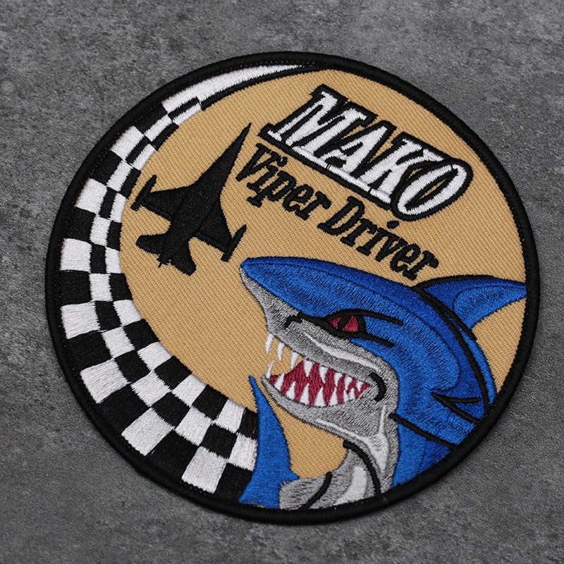 ที่กําหนดเอง Blue Shark 93 Aviation Squadron Armband Flight Jacket Badge Morale Badge Armband Army F