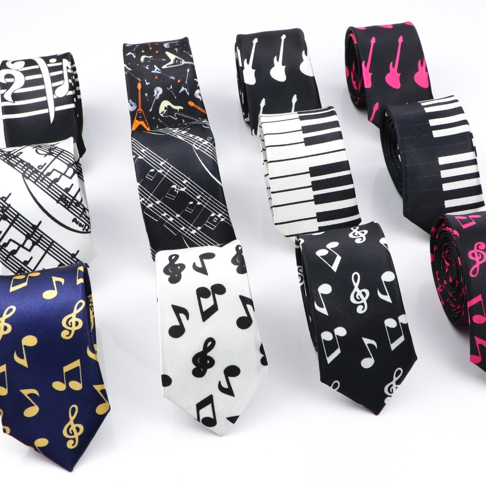 Zonfaz Musical Men 's Skinny Tie สีสันหมายเหตุพิมพ ์ เนคไทเพลงเปียโนผ ้ าไหม Slim เนคไท Casual Party อุปกรณ ์ เสริม