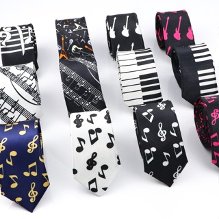 Zonfaz Musical Men 's Skinny Tie สีสันหมายเหตุพิมพ ์ เนคไทเพ…