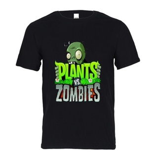 เสื้อยืดแขนสั้นลําลอง ผ้าฝ้าย พิมพ์ลาย Plants Vs Zombies สไตล์คลาสสิก สําหรับผู้ชาย_02