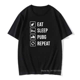 เสื้อยืดเท่ Camiseta de manga corta para hombre, prenda de vestir, de algodón, con frase Eat Sleep PUBG Repeat, Win_01