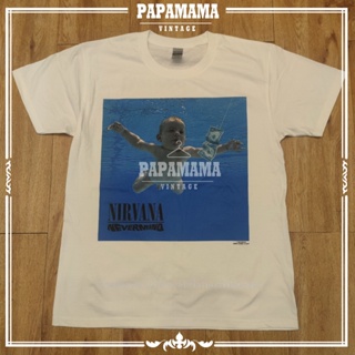 [ NIRVANA ]DTG NEVERMIND Album @1992  Direct To Garment เด็กเก็บแบงค์  วินเทจ  เสื้อวง เนอร์วาน่า papamama vintage