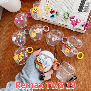 พร้อมส่ง! เคสหูฟัง แบบใส ลายหมีสตรอเบอร์รี่ สําหรับ Remax TWS 19