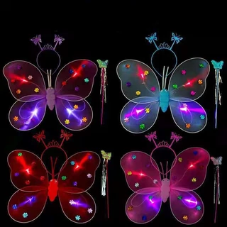 🦋พร้อมส่ง🦋 ​เซ็ทของเล่น ปีกผีเสื้อเรืองแสง ที่คาดผม ชุด 3 ชิ้น LED ปีกผีเสื้อเรืองแสง 4สี