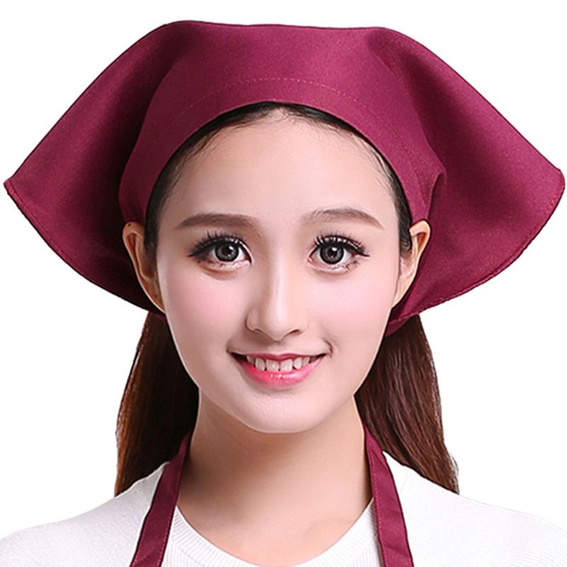 หมวกเชฟ ผ้าโพกหัว ทรงสามเหลี่ยม สีพื้น สไตล์ญี่ปุ่น สําหรับผู้หญิง ผู้ชาย ร้านอาหาร ทํางาน เบเกอรี่ คาเฟ่ พนักงานเสิร์ฟ