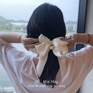 คลิปฤดูใบไม้ผลิแบนอุปกรณ์ผมชีฟองโบว์มุกกิ๊บ