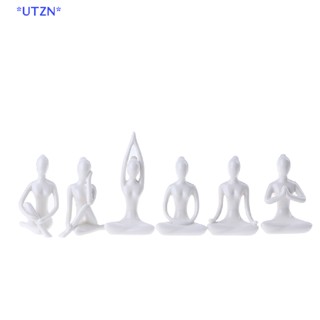 Utzn&gt; ใหม่ ฟิกเกอร์เซรามิค รูปปั้นโยคะ 6 แบบ สําหรับทําสมาธิ