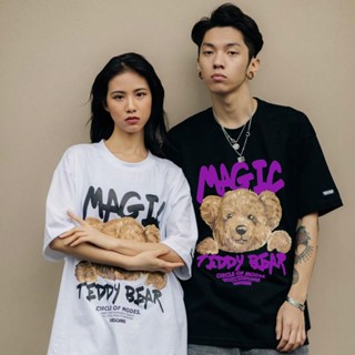 เสื้อยืด MAGIC TEDY BEAR AESTHETIC 2 BUTTERFLY PURPLE พรีเมี่ยม โอเวอร์ไซซ์ ลายผีเสื้อ acdc kiss BUTTERFLY