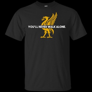 Qiuy5 {พร้อมส่ง เสื้อยืดแขนสั้น พิมพ์ลาย YouLl Never Walk Alone Liverpool พลัสไซซ์ XS-6XL สําหรับผู้ชาย ของขวัญวันเกิด