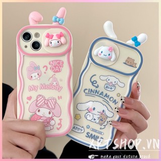 เคสโทรศัพท์มือถือนิ่ม กันกระแทก ป้องกันกล้อง ลาย Melody Cinnamoroll มีสไลด์ปิดเต็มเครื่อง สําหรับ iPhone14 14Plus 13 12 11