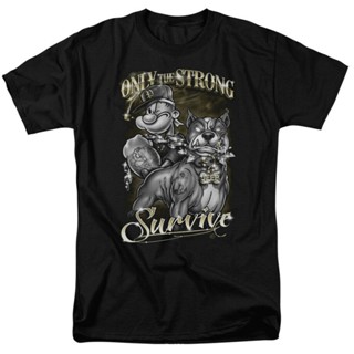 เสื้อยืดขายร้อน【คุณภาพสูง】ใหม่ เสื้อยืดลําลอง แขนสั้น พิมพ์ลาย Popeye Only The Strong Survive Gangster สําหรับผู้ชา_03