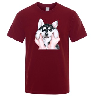 Lovely Siberian Husky Print Man tshirt Fashion Men Short Sleeve Round Neck T Shirt Naughty Cute Dog Gesture Men Boy_04