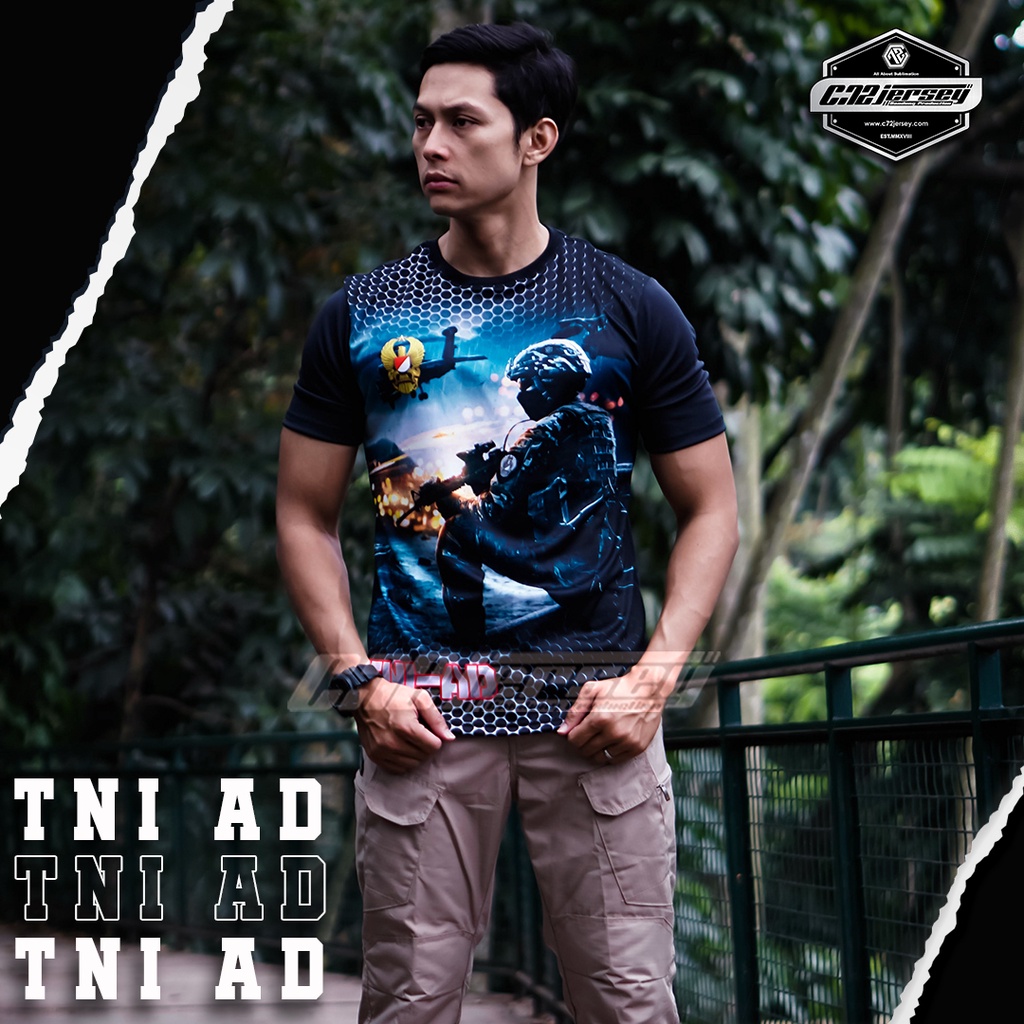 TNI เสื้อยืด ARMY SINGLEPRINT TNI AD BLUE SUBLIME JERSEY BANDUNG 1