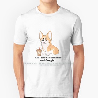 All I Need Is Timmies And Corgis T Shirt 100% Pure Cotton Pembroke Corgi Dog Ice Capp Timmies Tim Hortons Cute Crea_04