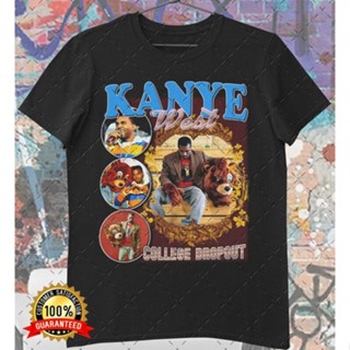 มาใหม่ เสื้อยืดลําลอง แขนสั้น คอกลม พิมพ์ลาย Kanye West College Dropout สไตล์วินเทจ 90S