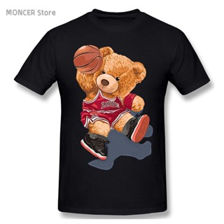 2023 New Mens T Shirts Teddy Bear Playing Basketball T Tee Tshirt Cotton Tshirt_02