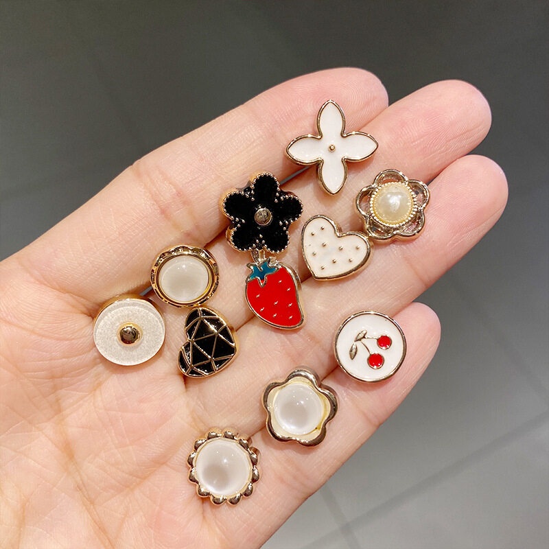 10 ชิ้น / เซต ป้องกันแสงสะท้อน กระดุม ที่มองไม่เห็น มุก เข็มกลัด ตัวเมีย หมุด คงที่ เสื้อผ้า เข็มกลัด กระดุม เสื้อเชิ้ต อุปกรณ์เสริม