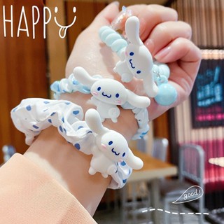 ยางรัดผมหางม้า แบบยืดหยุ่น ลายการ์ตูนอนิเมะ Cinnamoroll เหมาะกับของขวัญ ของเล่นสําหรับเด็กผู้หญิง