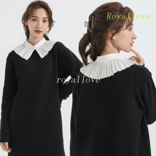 Royal เสื้อเบลาส์ คอปกปลอม จับจีบ ถอดออกได้ เข้ากับทุกการแต่งกาย สําหรับผู้หญิง