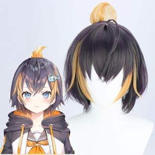 Vtuber Petra Gurin วิกผมคอสเพลย์ วิกผมสั้น สีดํา สีม่วง สีเหลือง