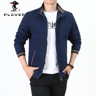 PLOVER เสื้อแจ็กเก็ตลําลอง ผ้าฝ้าย คอปกตั้ง พลัสไซซ์ สําหรับผู้ชาย