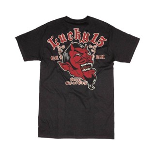 Wanyg Lucky 13 Devil Grease Gas And Glory Rockabilly เสื้อยืดลําลอง แขนสั้น คอกลม พิมพ์ลาย สําหรับผู้ชาย เหมาะกับกา_03