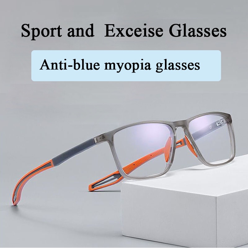 แว่นสายตาสั้น ป้องกันแสงสีฟ้า ค่าสายตา 0.0 ถึง -6.0 แว่นตากีฬาสายตาสั้นแว่นตาปั่นจักรยานซิลิโคน TR90 แว่นตาแว่นตาผู้ชาย - รูปที่ 7