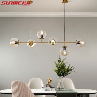 Sunmeiyi โคมไฟระย้า LED E27 สไตล์นอร์ดิก โมเดิร์น เรียบง่าย สีดํา ทอง สําหรับร้านอาหาร