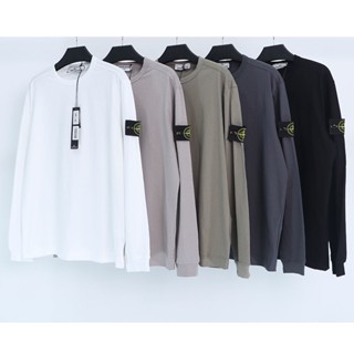 STONE ISLAND ขายดี เสื้อยืดแขนยาว ผ้าฝ้าย ลายหิน 5 สี สําหรับผู้ชาย และผู้หญิง