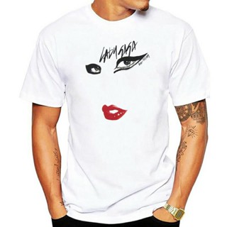 Cotton T-Shirt Lady Gaga Eyes Lips Born This Way White T Shirt_12