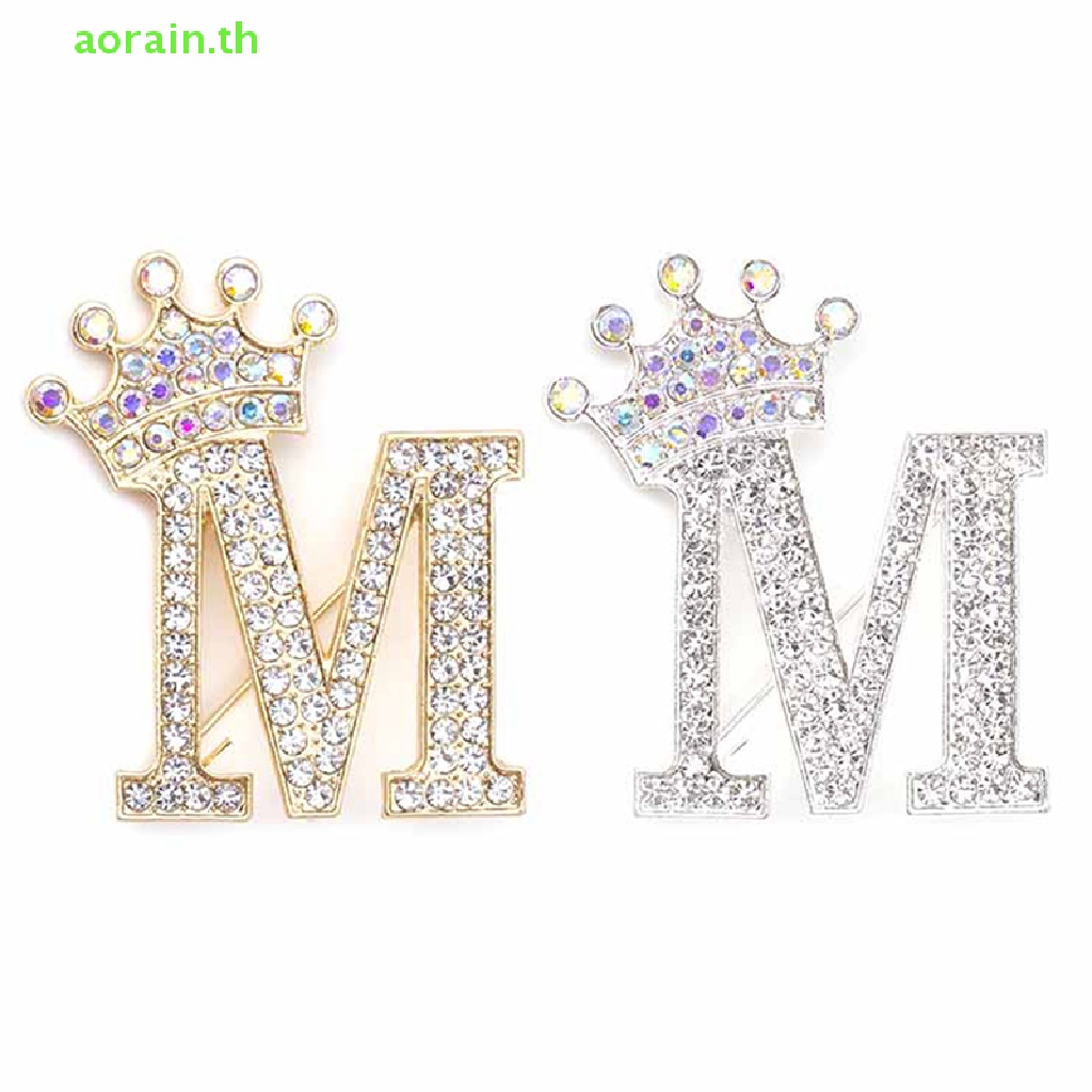 # ใหม่ เข็มกลัด # เข็มกลัด รูปมงกุฎตัวอักษร A ถึง Z ประดับคริสตัล พลอยเทียม 26 ตัว แฟชั่นสําหรับผู้หญิง ใส่ในชุดแต่งงาน