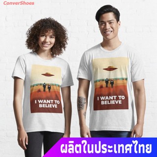 เสื้อยืดผู้ชายและผู้หญิง The X Files I want to believe FBI poster Essential T-Shirt Sports T-shirt