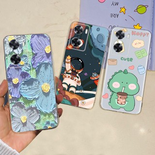 เคสโทรศัพท์มือถือ ซิลิโคนนิ่ม TPU ลายนักบินอวกาศ ดอกไม้น่ารัก สําหรับ OPPO A57 2022 CPH2387 A 57 4G 2022