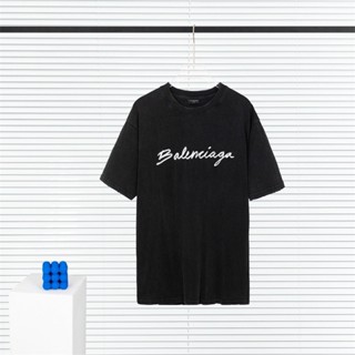 Balenc*ga เสื้อยืดแขนสั้นลําลอง ทรงหลวม สไตล์คลาสสิก สําหรับผู้ชาย และผู้หญิง