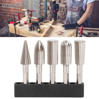 Gemini308 5 ชิ้นโรตารี่ไฟล์ 1/4in Hex Shank Double Cut Metal Grinder เจาะ Bit Set สำหรับแกะสลักขัด