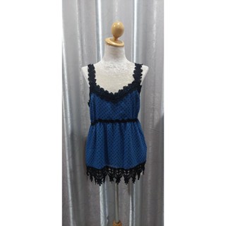 FF000459-- เสื้อแฟชั่น มือสอง สีฟ้าเข้ม APT.9 อก 34 นิ้ว
