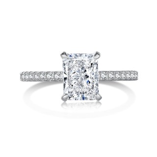 2ct Radiant cut moissanite diamond Rings แหวนเพชรโมอิส สีเงิน