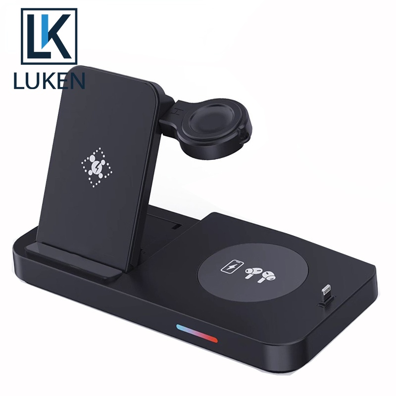 Luken 4in1 แท่นชาร์จไร้สาย 30W พับได้ สําหรับ App Watch Samsung Galaxy Flip 4 S22 Ultra S21 S20 S10 Galaxy Watch 5 4 Active 2 Buds
